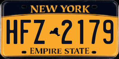 NY license plate HFZ2179