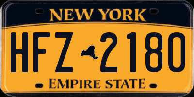 NY license plate HFZ2180