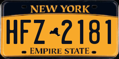 NY license plate HFZ2181