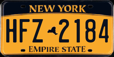 NY license plate HFZ2184