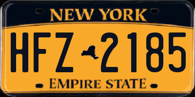 NY license plate HFZ2185