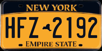 NY license plate HFZ2192