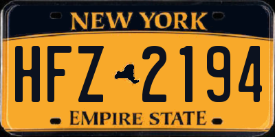 NY license plate HFZ2194
