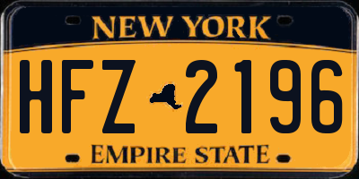 NY license plate HFZ2196