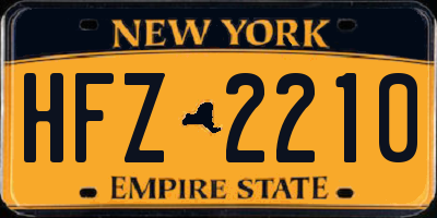 NY license plate HFZ2210