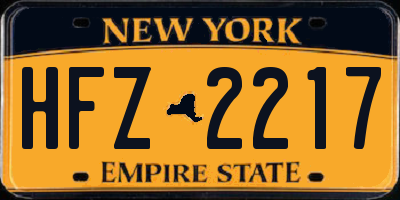 NY license plate HFZ2217