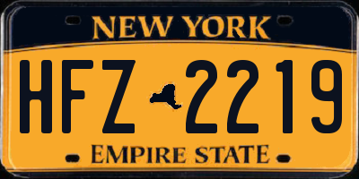 NY license plate HFZ2219