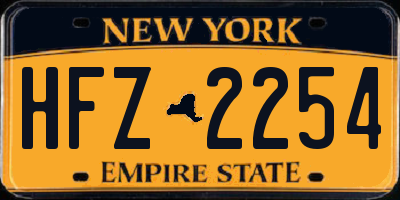 NY license plate HFZ2254