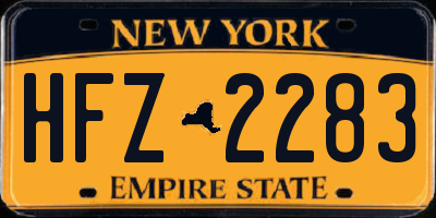 NY license plate HFZ2283