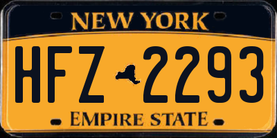 NY license plate HFZ2293