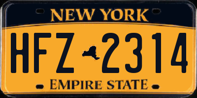 NY license plate HFZ2314