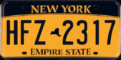 NY license plate HFZ2317