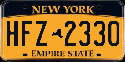 NY license plate HFZ2330