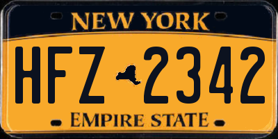 NY license plate HFZ2342