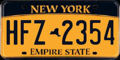 NY license plate HFZ2354