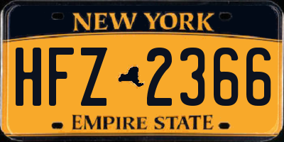 NY license plate HFZ2366