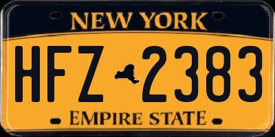 NY license plate HFZ2383