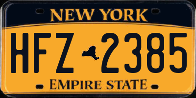 NY license plate HFZ2385