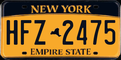 NY license plate HFZ2475