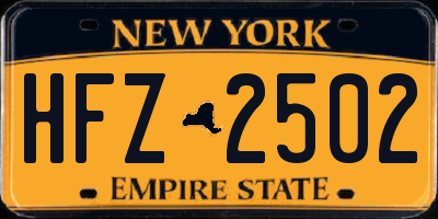 NY license plate HFZ2502