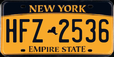 NY license plate HFZ2536