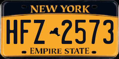 NY license plate HFZ2573