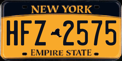 NY license plate HFZ2575