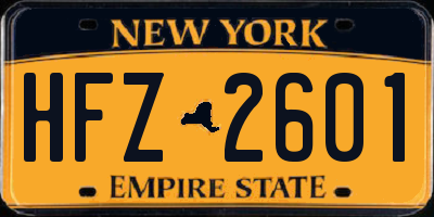 NY license plate HFZ2601