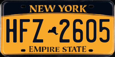 NY license plate HFZ2605