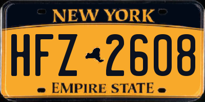 NY license plate HFZ2608