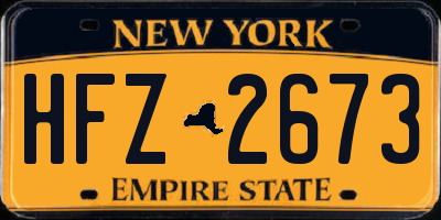 NY license plate HFZ2673