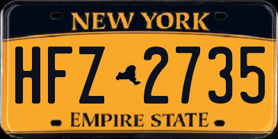 NY license plate HFZ2735