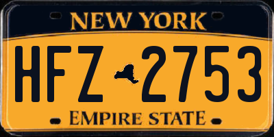 NY license plate HFZ2753