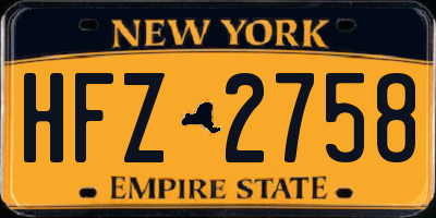 NY license plate HFZ2758