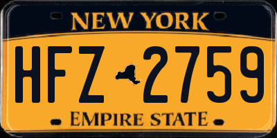 NY license plate HFZ2759