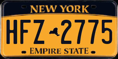NY license plate HFZ2775
