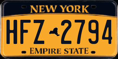 NY license plate HFZ2794