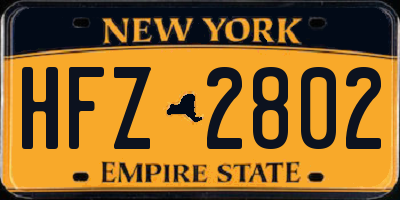 NY license plate HFZ2802