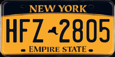 NY license plate HFZ2805