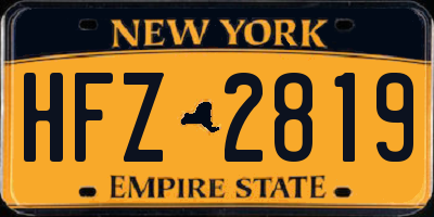 NY license plate HFZ2819