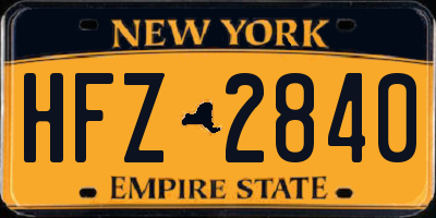 NY license plate HFZ2840