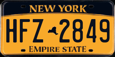 NY license plate HFZ2849