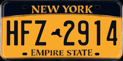 NY license plate HFZ2914