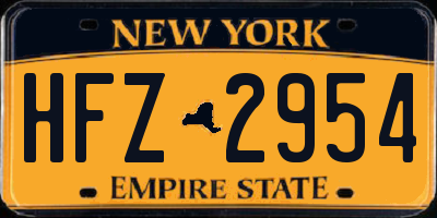 NY license plate HFZ2954