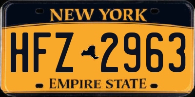 NY license plate HFZ2963
