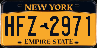 NY license plate HFZ2971