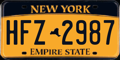 NY license plate HFZ2987