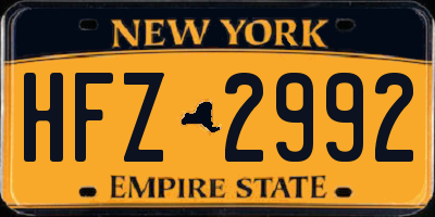 NY license plate HFZ2992
