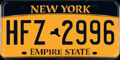 NY license plate HFZ2996