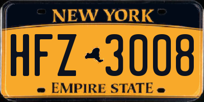 NY license plate HFZ3008
